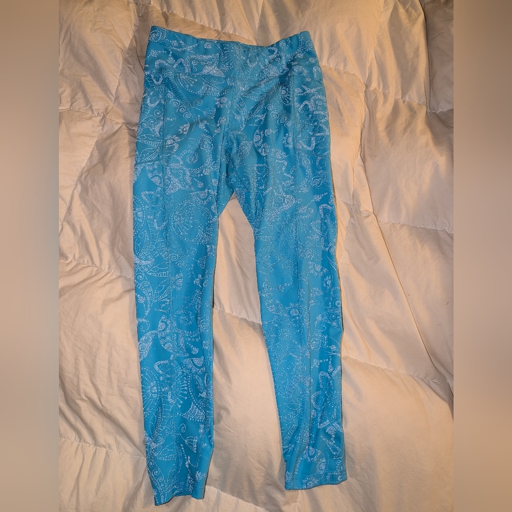 Oiselle Blue Firecracker Leggings